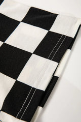 Checkerboard V Neck Loose Tee and Shorts Set - Trendsi - Flyclothing LLC
