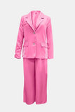 Side Striped Long Sleeve Blazer and Pants Set - Trendsi
