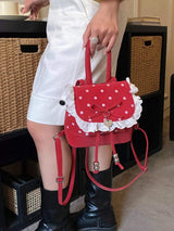 Polka Dot Lace Trim Backpack Bag - Trendsi - Flyclothing LLC