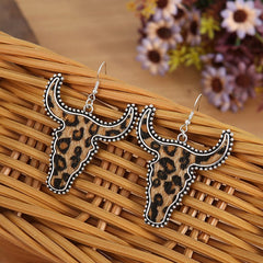 Alloy Animal Print Cow Head Earrings - Trendsi