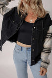 Drawstring Raw Hem Button Up Hooded Denim Jacket - Trendsi - Flyclothing LLC
