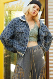 POL Flower Textured Raw Hem Long Sleeve Denim Jacket - Trendsi
