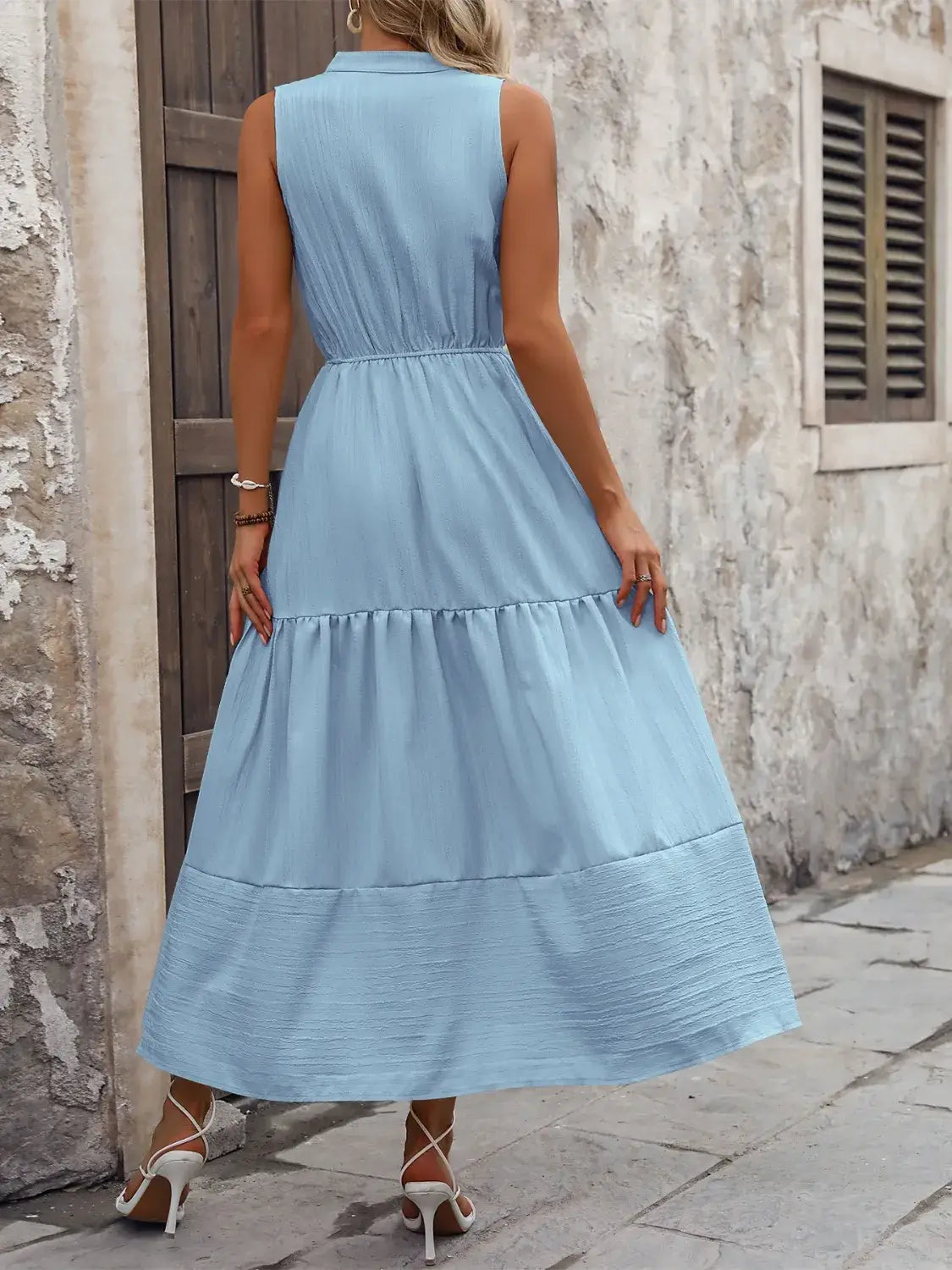Notched Sleeveless Maxi Tank Dress - Trendsi - Flyclothing LLC