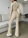 Zip Up Long Sleeve Top and Pants Set - Trendsi