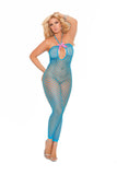 Elegant Memories Neon Blue Crochet Footless Bodystocking 8752q