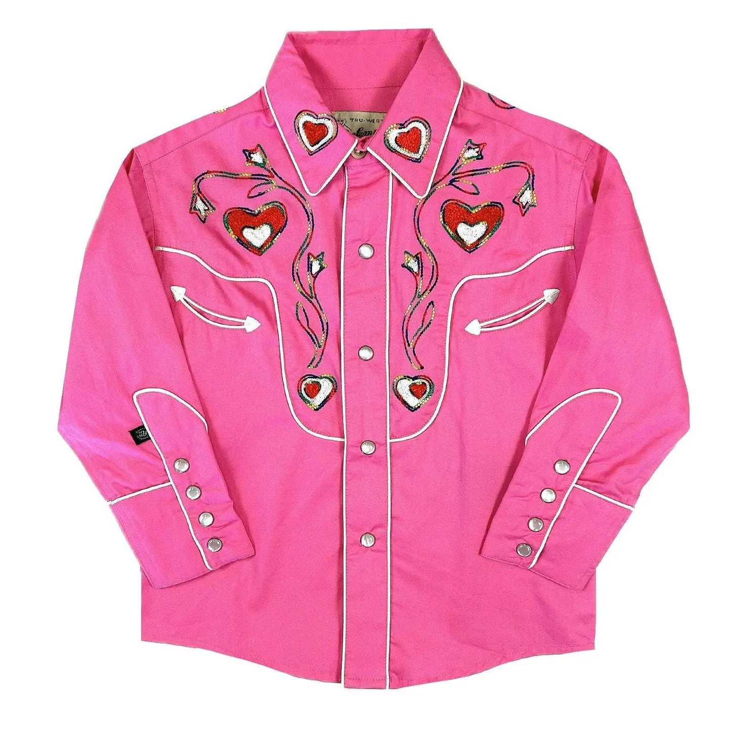 Rockmount Ranch Wear kids embroidered heart western shirt 8754 pink sml - Rockmount Clothing - Flyclothing LLC