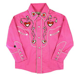 Rockmount Ranch Wear kids embroidered heart western shirt 8754 pink sml - Rockmount Clothing - Flyclothing LLC