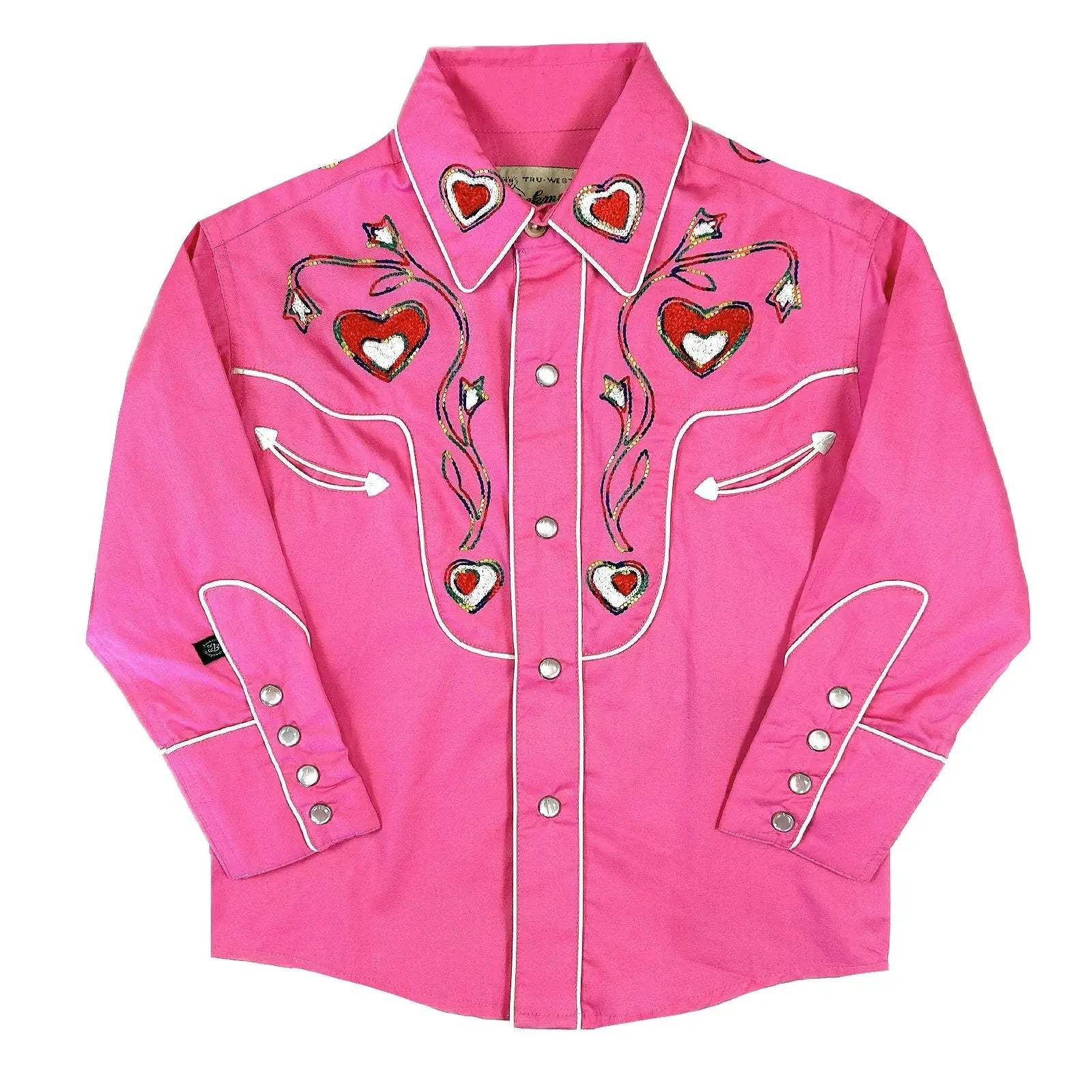 Rockmount Ranch Wear kids embroidered heart western shirt 8754 pink sml - Rockmount Clothing - Flyclothing LLC