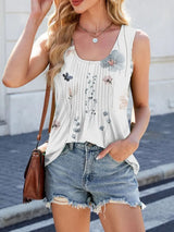 Printed Scoop Neck Wide Strap Tank - Trendsi - Flyclothing LLC