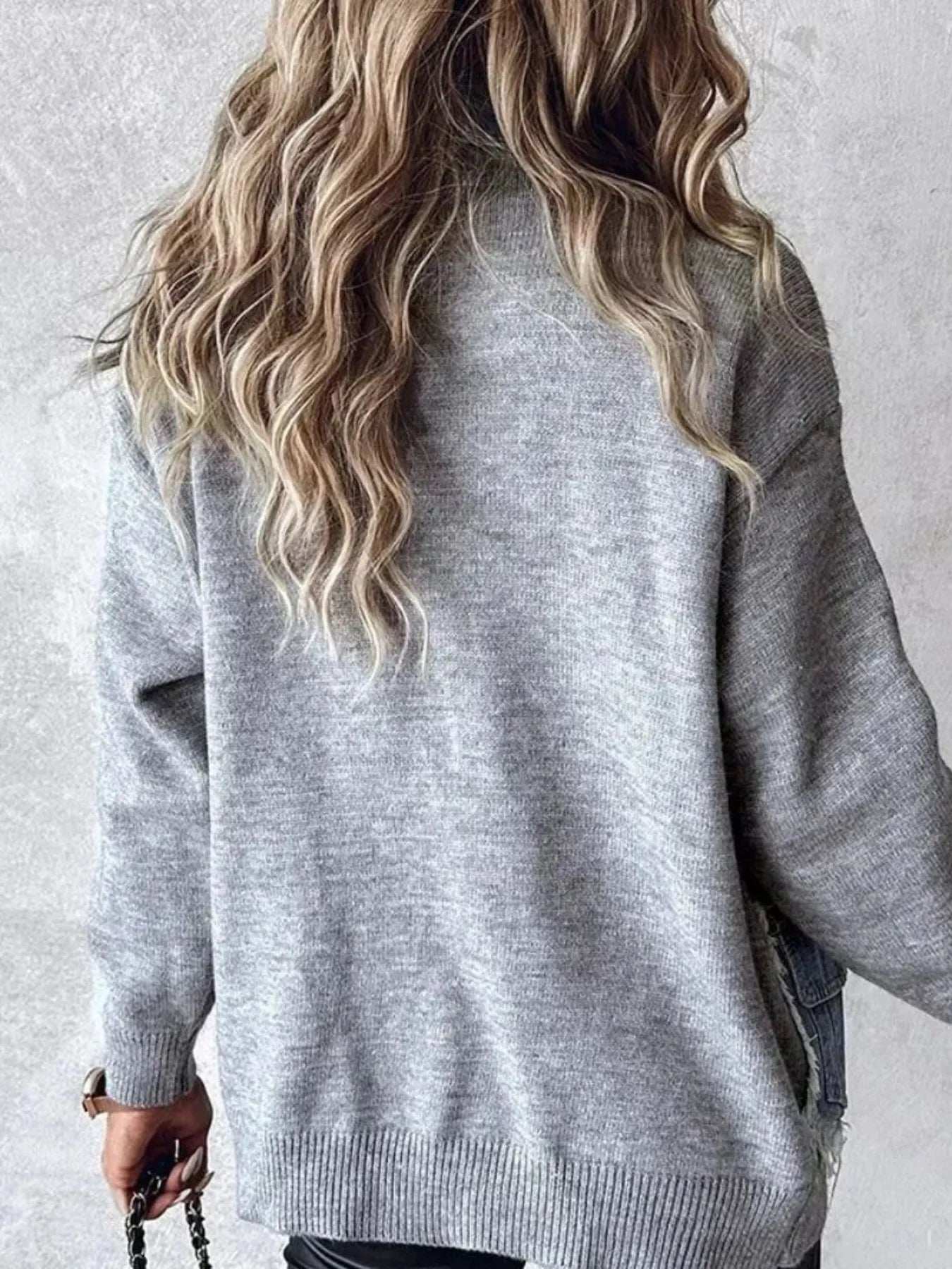 Raw Hem Denim Pocket Patchwork Cardigan - Trendsi - Flyclothing LLC