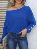 Full Size Boat Neck Long Sleeve Sweater - Trendsi - Flyclothing LLC