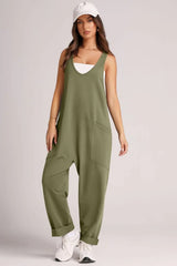 Lovelet V-Neck Wide Strap Overalls - Trendsi - Flyclothing LLC