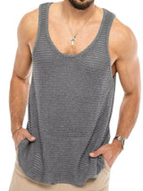 Men's Plus Size Round Neck Wide Strap Tank - Trendsi - Flyclothing LLC