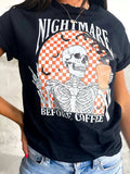 Halloween Skull Checkerboard Graphic Round Neck T-Shirt - Trendsi - Flyclothing LLC