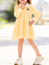 Children's Polo Collar Tiered Dress - Trendsi - Flyclothing LLC