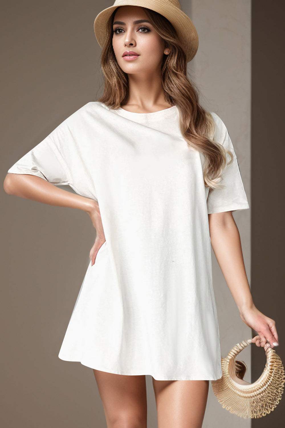 Round Neck Short Sleeve T-Shirt - Trendsi - Flyclothing LLC