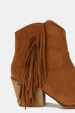 Beast Fashion Suede Fringe Point Toe Ankle Boots - Trendsi
