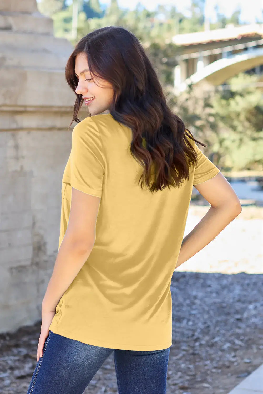 Basic Bae Bamboo Full Size V-Neck Short Sleeve T-Shirt - ShopBasicbae - Flyclothing LLC