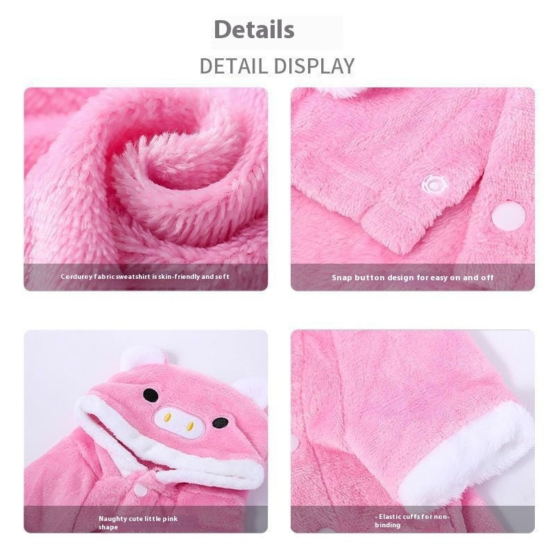 Fleece-lined Thermal Coral Fleece Pig Pet Costume Cat Clothes Small Dog - My Store - Flyclothing LLC