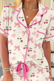 Printed Button Up Short Sleeve Top and Shorts Lounge Set - Trendsi