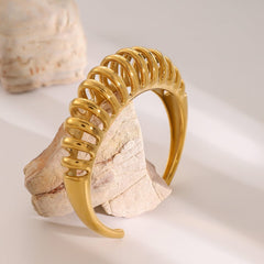 18K Gold-Plated Stainless Steel Cutout Bracelet - Trendsi