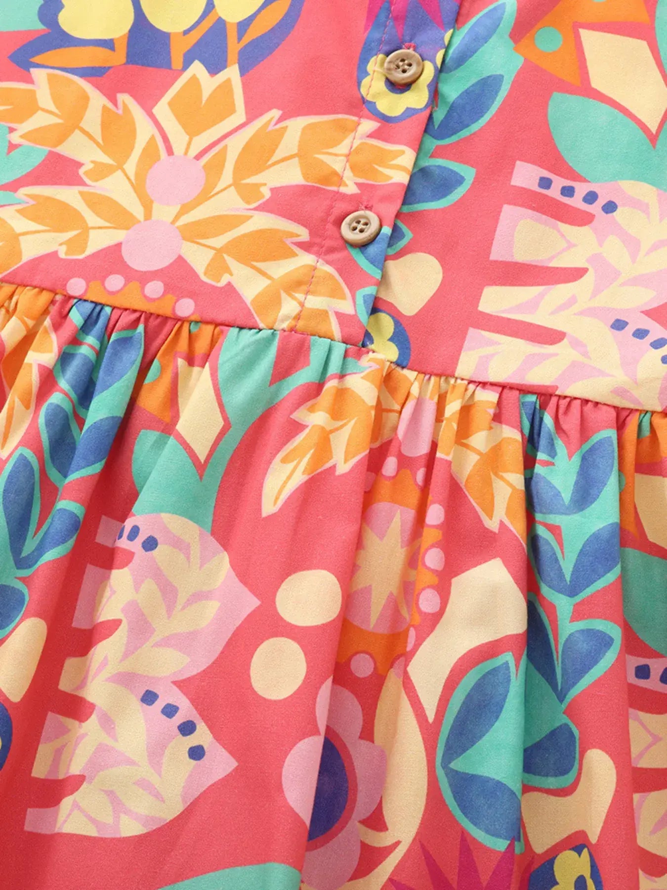 Children's Floral Print Button Detail Casual Dress - Trendsi - Flyclothing LLC