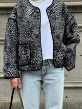 Perfee Leopard Open Front Long Sleeve Jacket - Trendsi - Flyclothing LLC