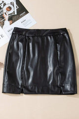 PU Leather Mini Skirt - Trendsi - Flyclothing LLC