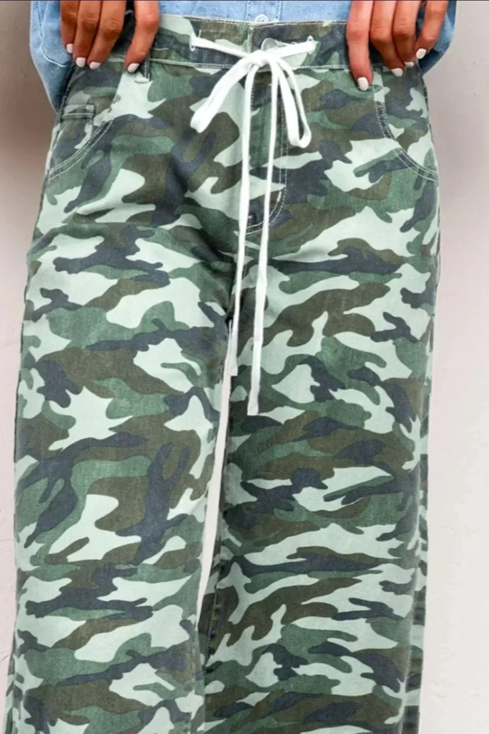 Camo Print Wide Leg Jeans - Trendsi - Flyclothing LLC