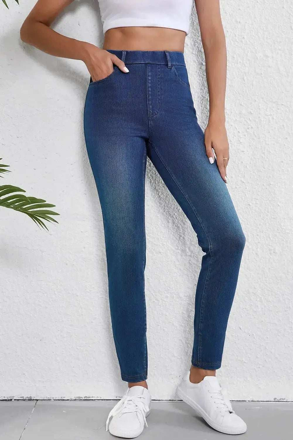 High Waist Skinny Jeans with Pockets - Trendsi - Flyclothing LLC