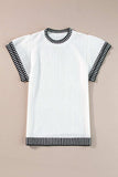 Round Neck Short Sleeve Knit Top - Trendsi - Flyclothing LLC