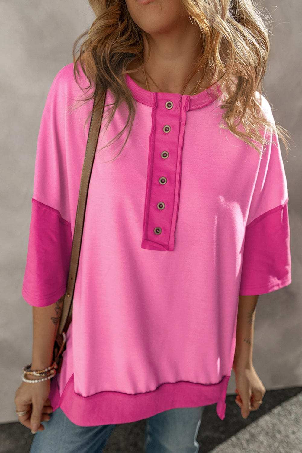Exposed Seam Round Neck Half Sleeve T-Shirt - Trendsi - Flyclothing LLC