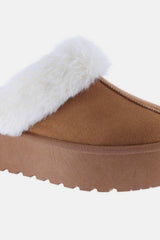 Weeboo Thick Bottom Fur Trim Snow Slippers - Trendsi - Flyclothing LLC