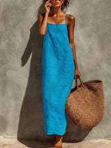 Sleeveless Linen Casual Maxi Dress - Trendsi - Flyclothing LLC