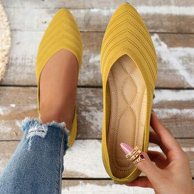 Mesh Point Toe Solid Color Slip-Ons - Trendsi - Flyclothing LLC