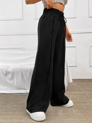 Honey Drawstring Elastic Waist Wide Leg Pants - Trendsi