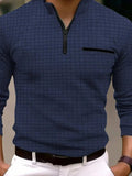 Men's Full Size Quarter Zip Long Sleeve Polo Plus Size - Trendsi - Flyclothing LLC