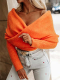 Long Sleeve Cropped Knit Top - Trendsi - Flyclothing LLC