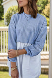 Striped Round Neck Long Sleeve Mini Dress - Trendsi - Flyclothing LLC