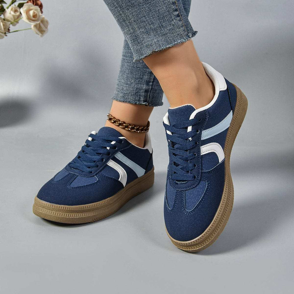 Contrast Round Toe Platform Sneakers - Trendsi - Flyclothing LLC