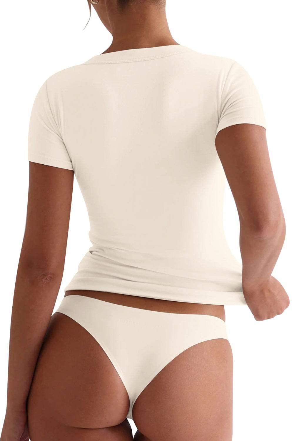 Lovelet Scoop Neck Short Sleeve T-Shirt - Trendsi - Flyclothing LLC