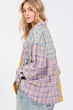 SAGE + FIG Button Up Raw Hem  Plaid Flannel Shirt - Trendsi