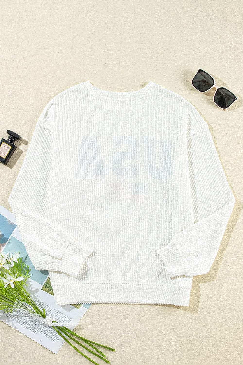 US Flag Corded Long Sleeve Sweatshirt - Trendsi - Flyclothing LLC