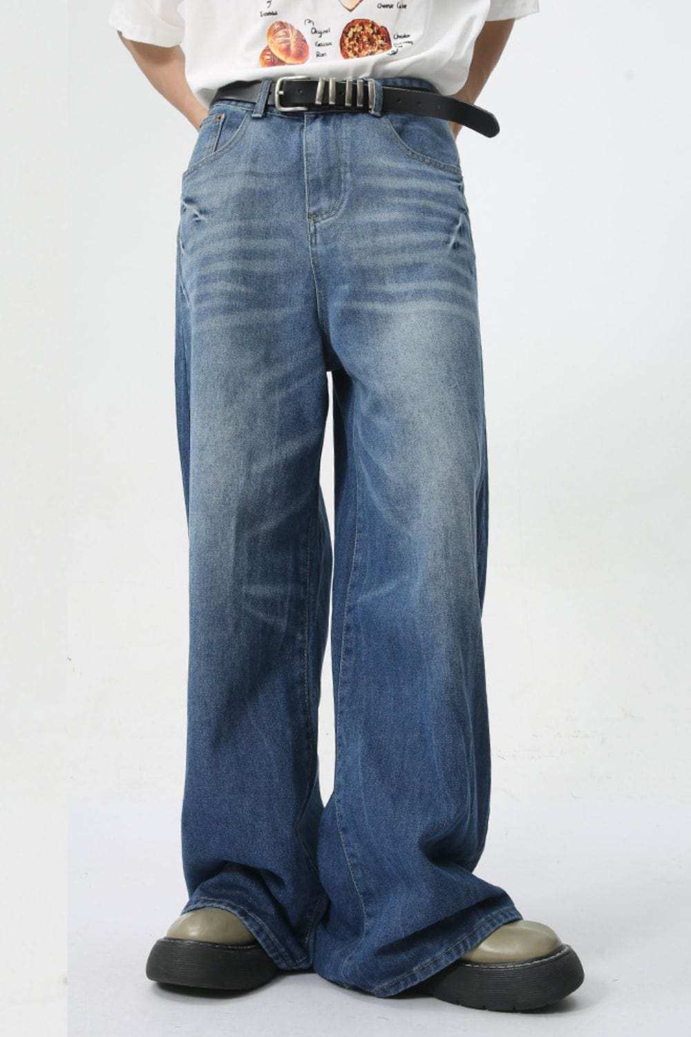 Wide Leg Men's Jeans with Pockets - Trendsi - Flyclothing LLC
