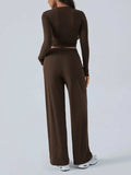Devine Round Neck Long Sleeve Top and Pants Set - Trendsi - Flyclothing LLC