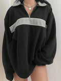 Contrast Dropped Shoulder Long Sleeve Sweatshirt - Trendsi