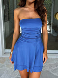 Ruched Layered Tube Mini Dress - Trendsi