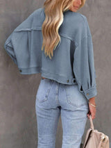 Button Up Long Sleeve Jacket - Trendsi - Flyclothing LLC