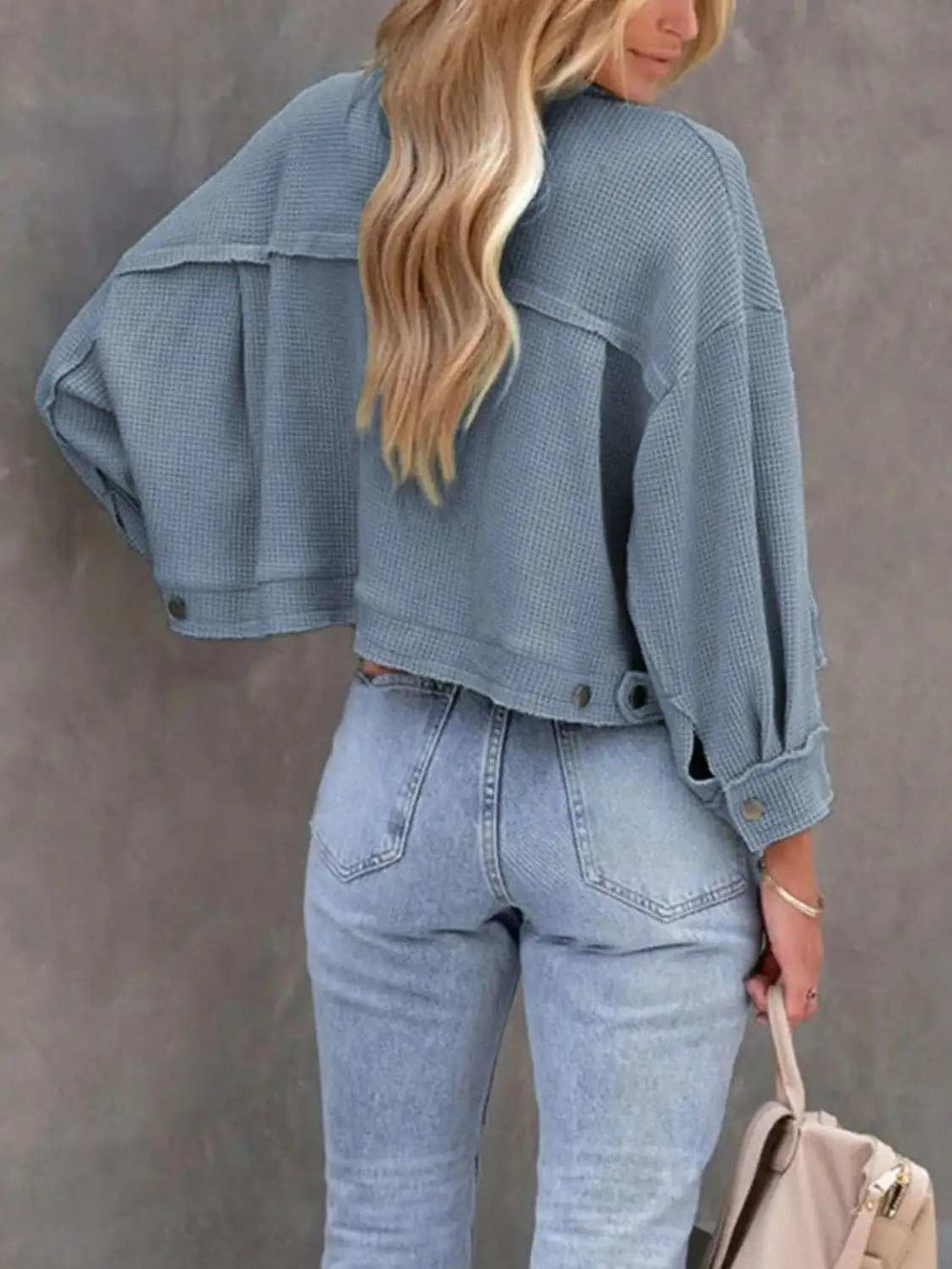 Button Up Long Sleeve Jacket - Trendsi - Flyclothing LLC