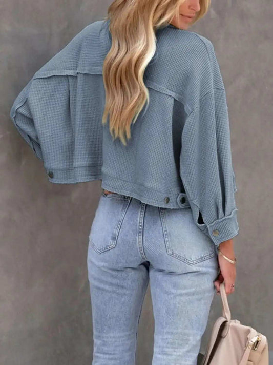 Button Up Long Sleeve Jacket - Trendsi - Flyclothing LLC